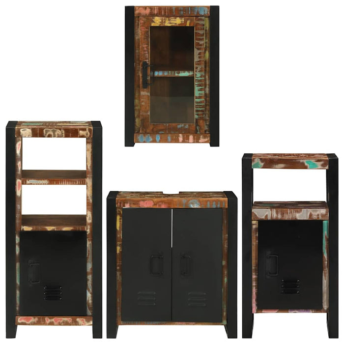 Set de mobilier pentru baie cu ușă 4 pcs Lemn recuperat solid - WALTI WALTI