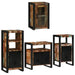 Set de mobilier pentru baie cu ușă 4 pcs Lemn recuperat solid - WALTI WALTI