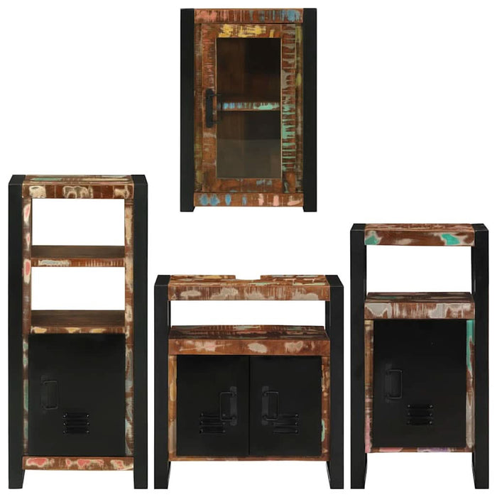 Set de mobilier pentru baie cu ușă 4 pcs Lemn recuperat solid - WALTI WALTI