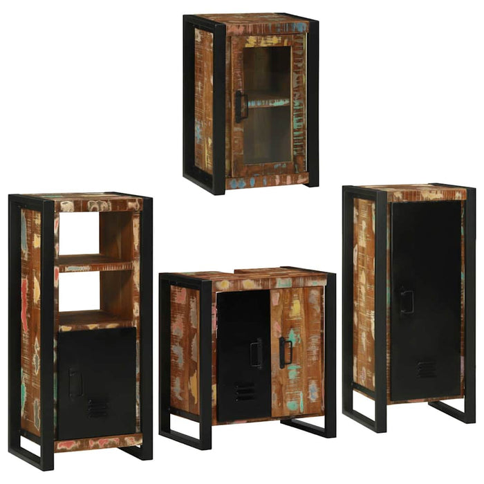Set de mobilier pentru baie cu ușă 4 pcs Lemn recuperat solid - WALTI WALTI