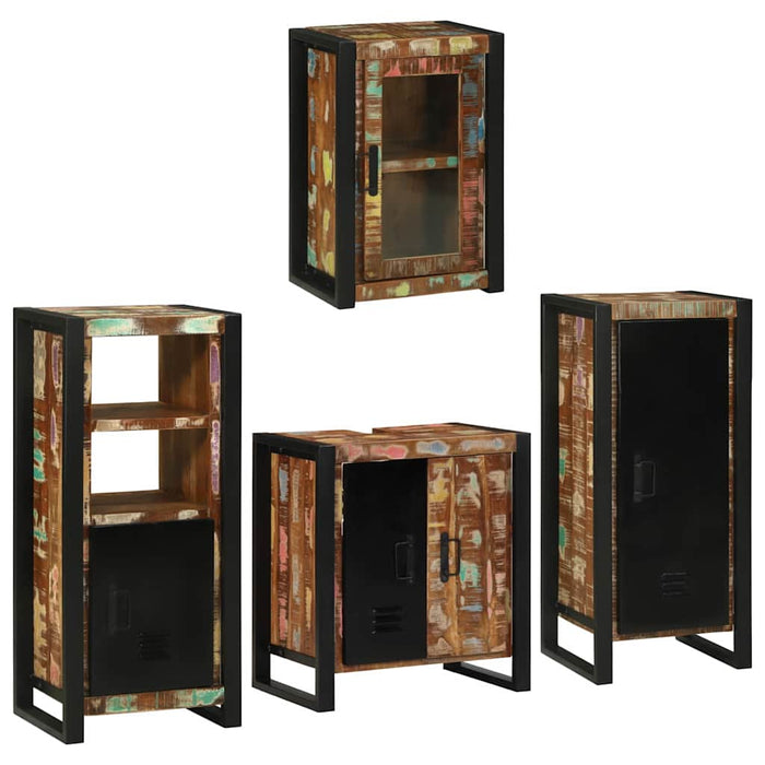 Set de mobilier pentru baie cu ușă 4 pcs Lemn recuperat solid - WALTI WALTI