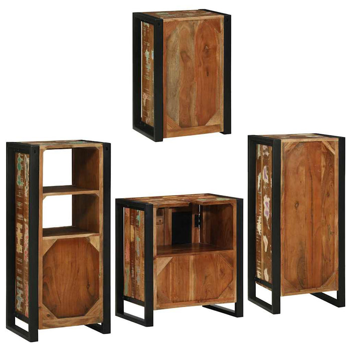 Set de mobilier pentru baie cu ușă 4 pcs Lemn recuperat solid - WALTI WALTI