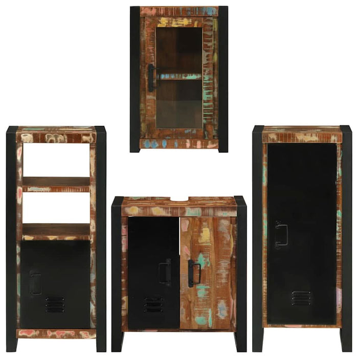 Set de mobilier pentru baie cu ușă 4 pcs Lemn recuperat solid - WALTI WALTI