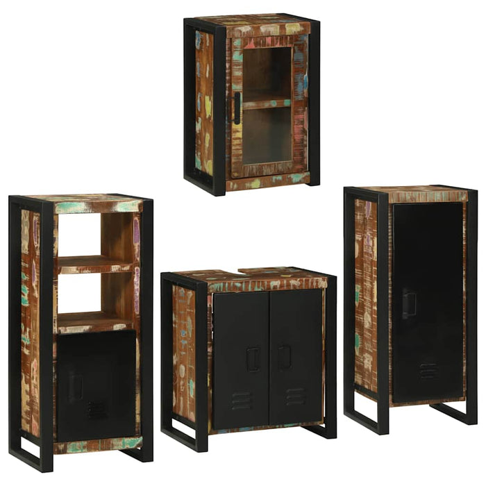 Set de mobilier pentru baie cu ușă 4 pcs Lemn recuperat solid - WALTI WALTI
