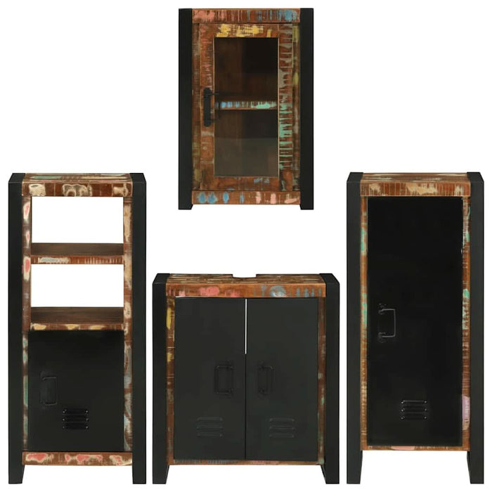 Set de mobilier pentru baie cu ușă 4 pcs Lemn recuperat solid - WALTI WALTI