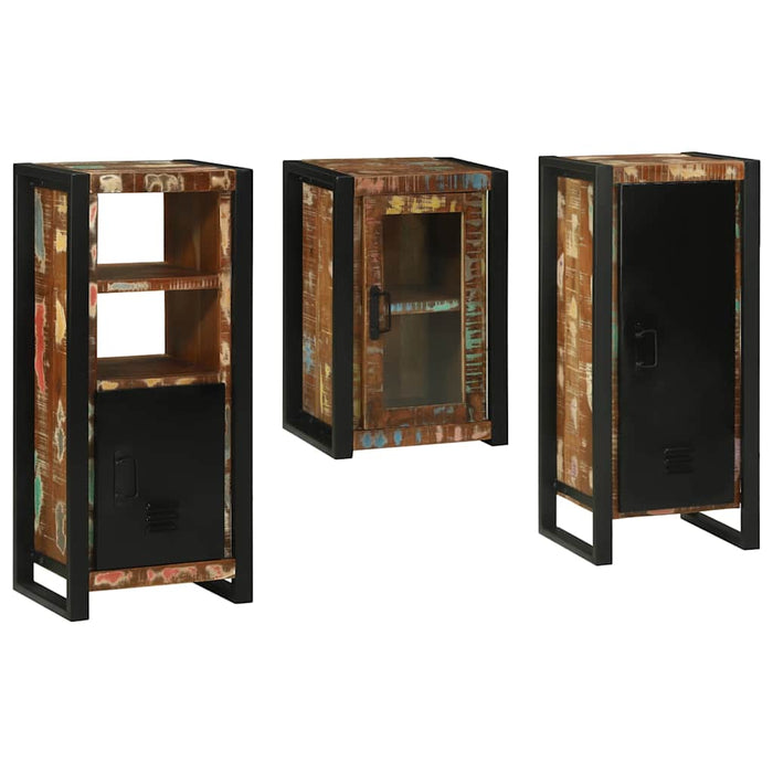 Set de mobilier pentru baie cu ușă 3 pcs Lemn recuperat solid - WALTI WALTI