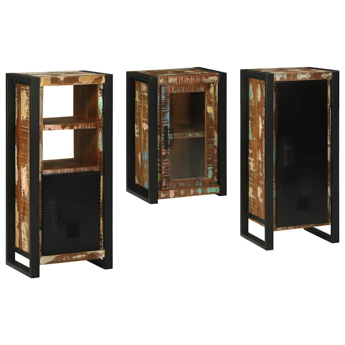 Set de mobilier pentru baie cu ușă 3 pcs Lemn recuperat solid - WALTI WALTI
