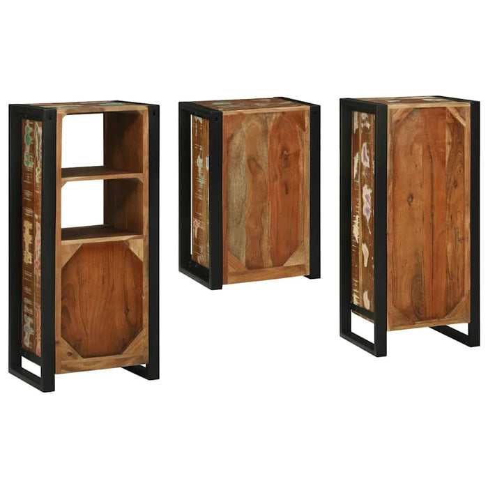 Set de mobilier pentru baie cu ușă 3 pcs Lemn recuperat solid - WALTI WALTI