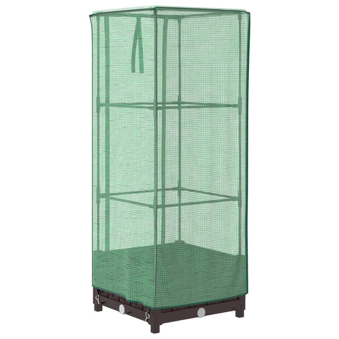Strat înălțat cu husă de seră, aspect ratan, 40x40x123 cm - WALTI WALTI