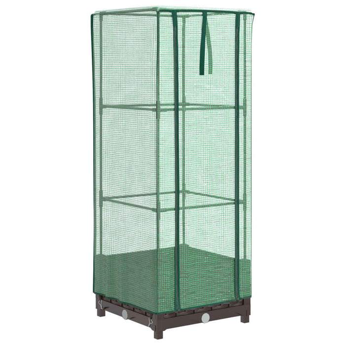 Strat înălțat cu husă de seră, aspect ratan, 40x40x123 cm - WALTI WALTI