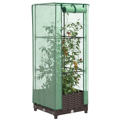 Strat înălțat cu husă de seră, aspect ratan, 40x40x123 cm - WALTI WALTI