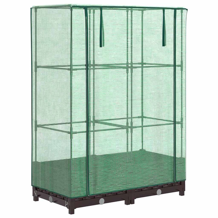 Strat înălțat cu husă de seră, aspect ratan, 80x40x123 cm - WALTI WALTI