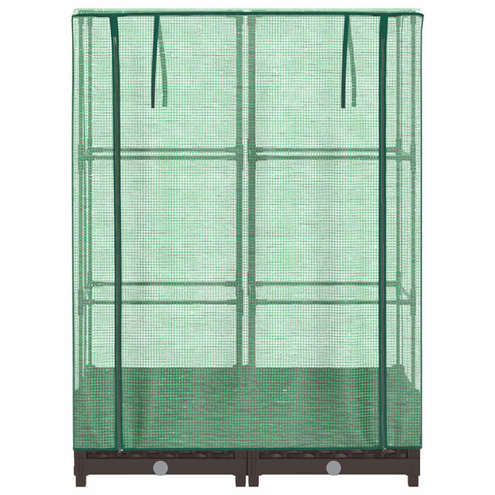 Strat înălțat cu husă de seră, aspect ratan, 80x40x123 cm - WALTI WALTI