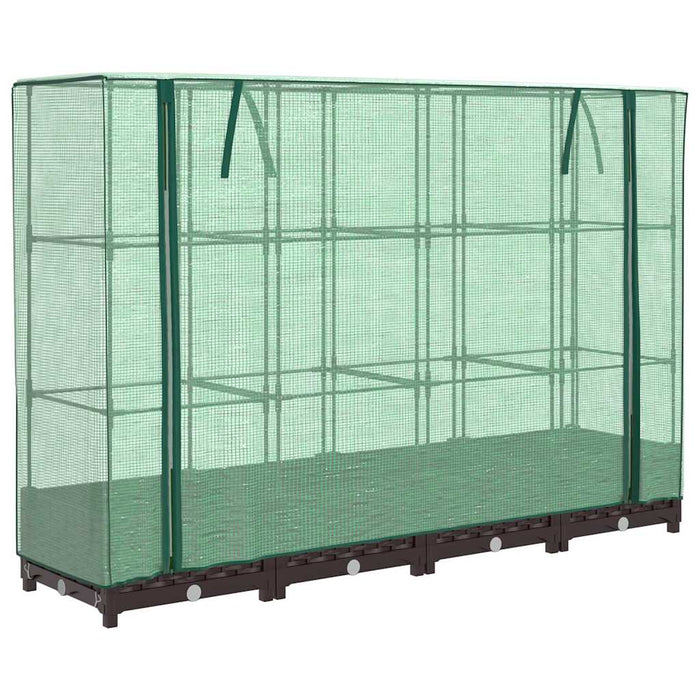 Strat înălțat cu husă de seră, aspect ratan, 160x40x123 cm - WALTI WALTI