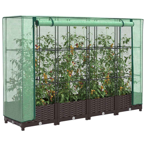 Strat înălțat cu husă de seră, aspect ratan, 160x40x123 cm - WALTI WALTI