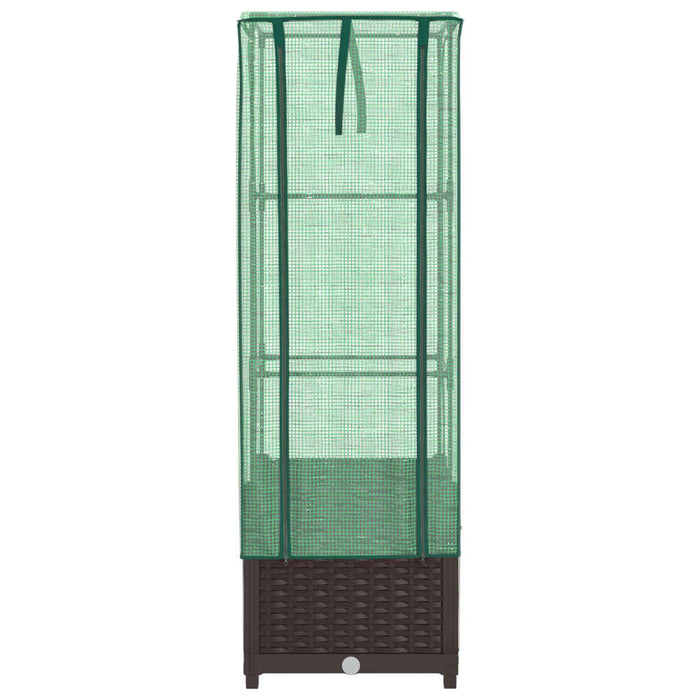 Strat înălțat cu husă de seră, aspect ratan, 40x40x139 cm - WALTI WALTI