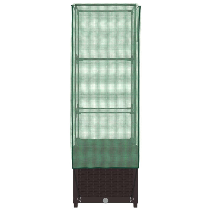 Strat înălțat cu husă de seră, aspect ratan, 40x40x139 cm - WALTI WALTI