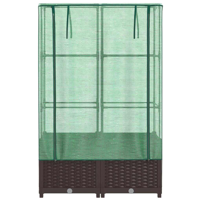Strat înălțat cu husă de seră, aspect ratan, 80x40x138 cm - WALTI WALTI