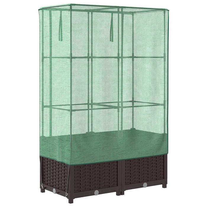 Strat înălțat cu husă de seră, aspect ratan, 80x40x138 cm - WALTI WALTI