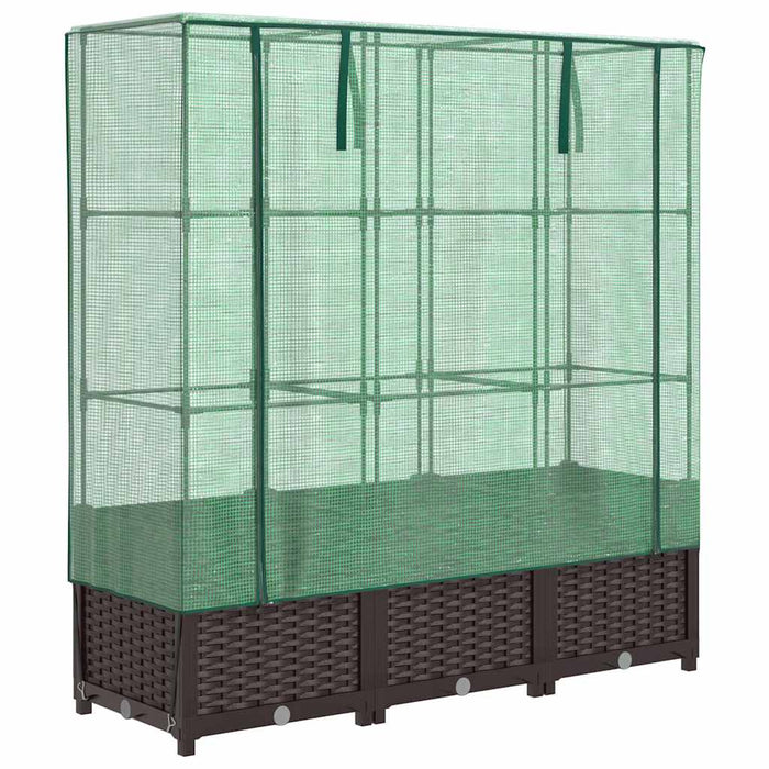 Strat înălțat cu husă de seră, aspect ratan, 120x40x138 cm - WALTI WALTI
