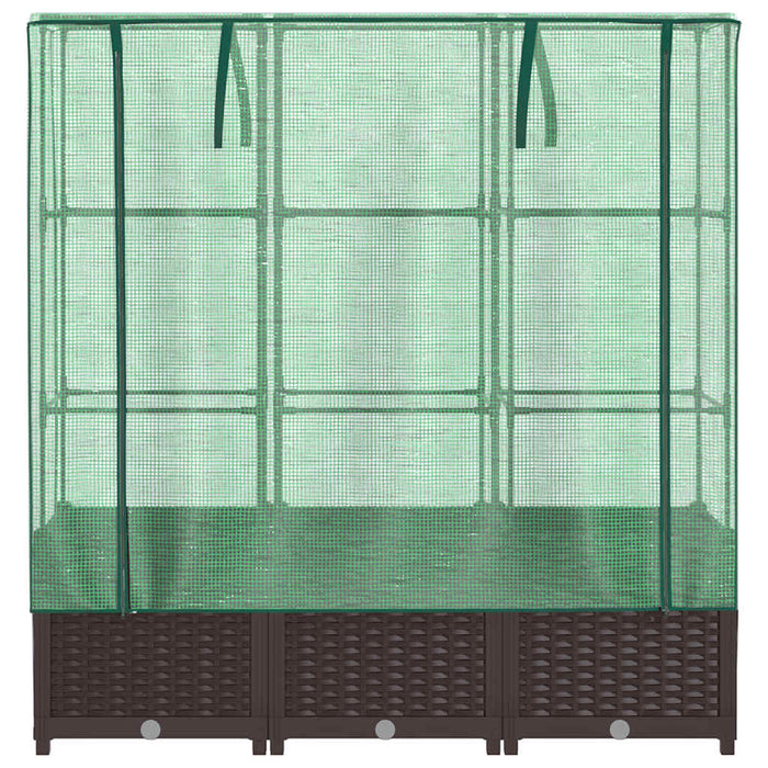 Strat înălțat cu husă de seră, aspect ratan, 120x40x138 cm - WALTI WALTI