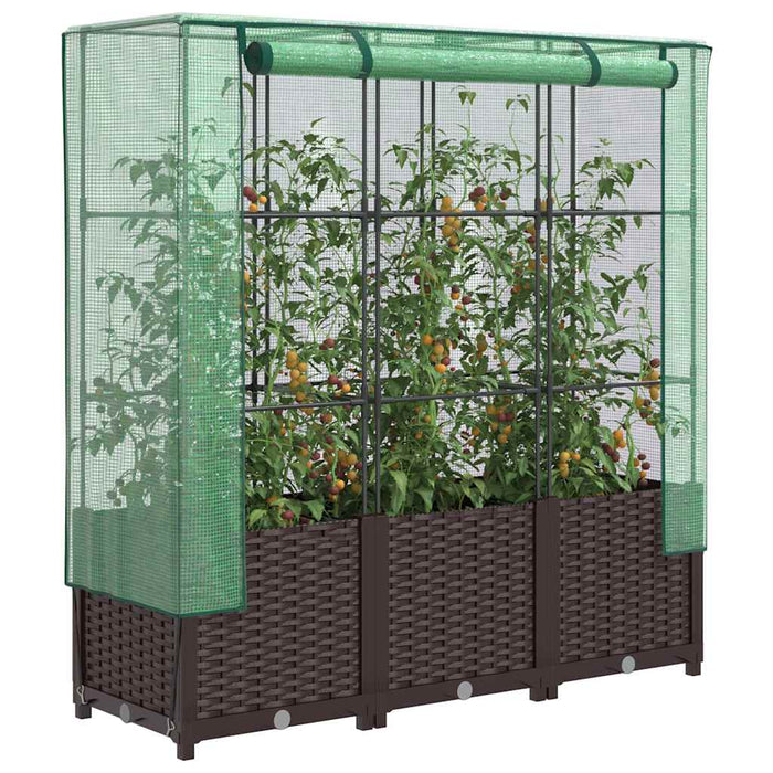 Strat înălțat cu husă de seră, aspect ratan, 120x40x138 cm - WALTI WALTI