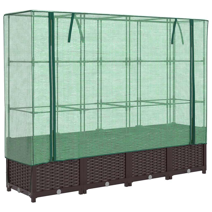 Strat înălțat cu husă de seră, aspect ratan, 160x40x138 cm - WALTI WALTI