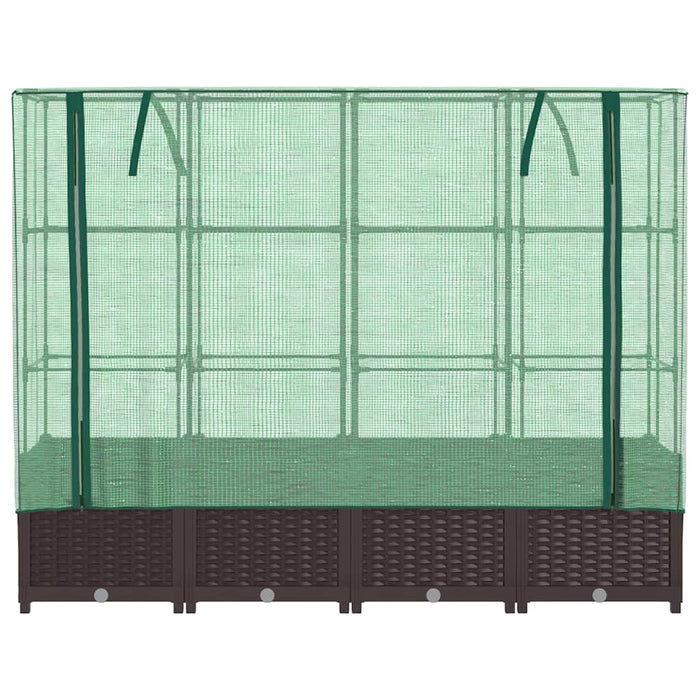 Strat înălțat cu husă de seră, aspect ratan, 160x40x138 cm - WALTI WALTI