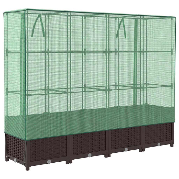 Strat înălțat cu husă de seră, aspect ratan, 160x40x138 cm - WALTI WALTI