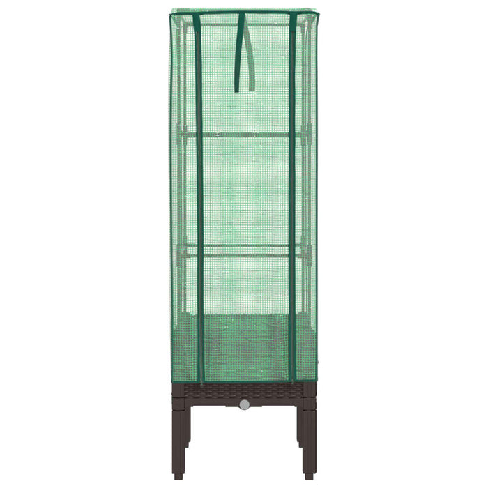 Strat înălțat cu husă de seră, aspect ratan, 40x40x140 cm - WALTI WALTI