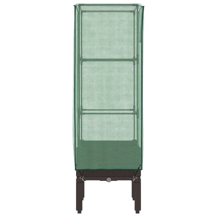 Strat înălțat cu husă de seră, aspect ratan, 40x40x140 cm - WALTI WALTI