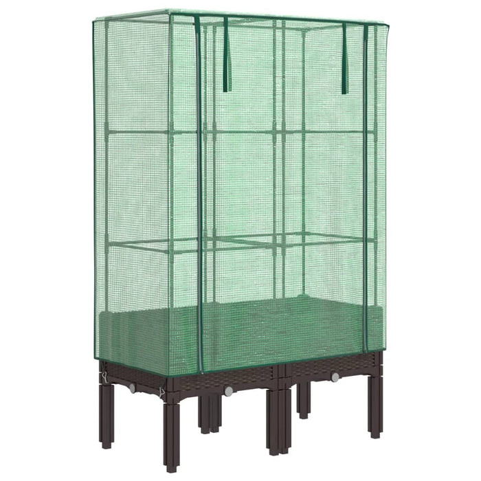 Strat înălțat cu husă de seră, aspect ratan, 80x40x140 cm - WALTI WALTI