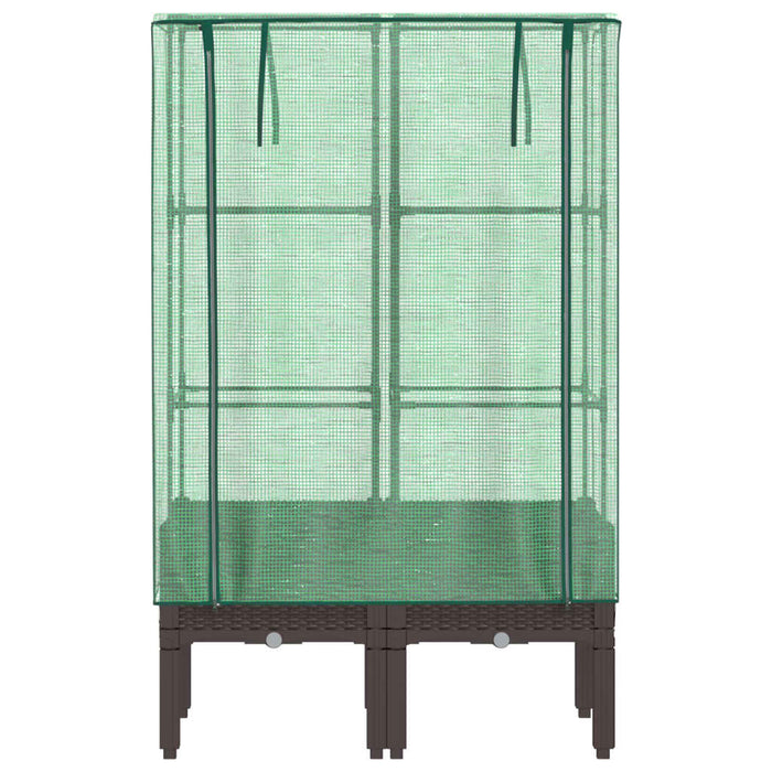 Strat înălțat cu husă de seră, aspect ratan, 80x40x140 cm - WALTI WALTI
