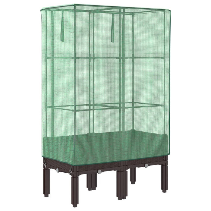 Strat înălțat cu husă de seră, aspect ratan, 80x40x140 cm - WALTI WALTI