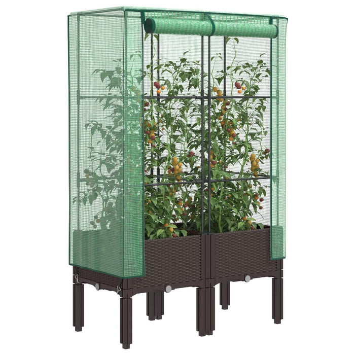 Strat înălțat cu husă de seră, aspect ratan, 80x40x140 cm - WALTI WALTI