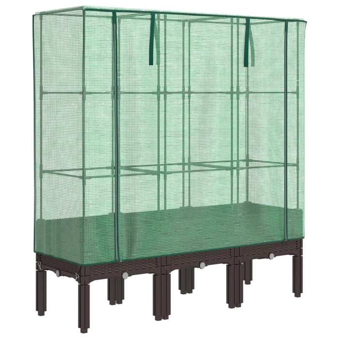 Strat înălțat cu husă de seră, aspect ratan, 120x40x140 cm - WALTI WALTI