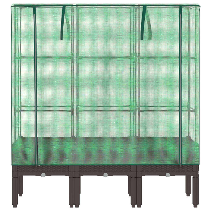 Strat înălțat cu husă de seră, aspect ratan, 120x40x140 cm - WALTI WALTI