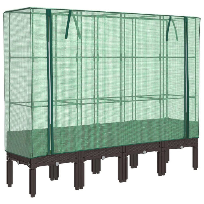 Strat înălțat cu husă de seră, aspect ratan, 160x40x140 cm - WALTI WALTI