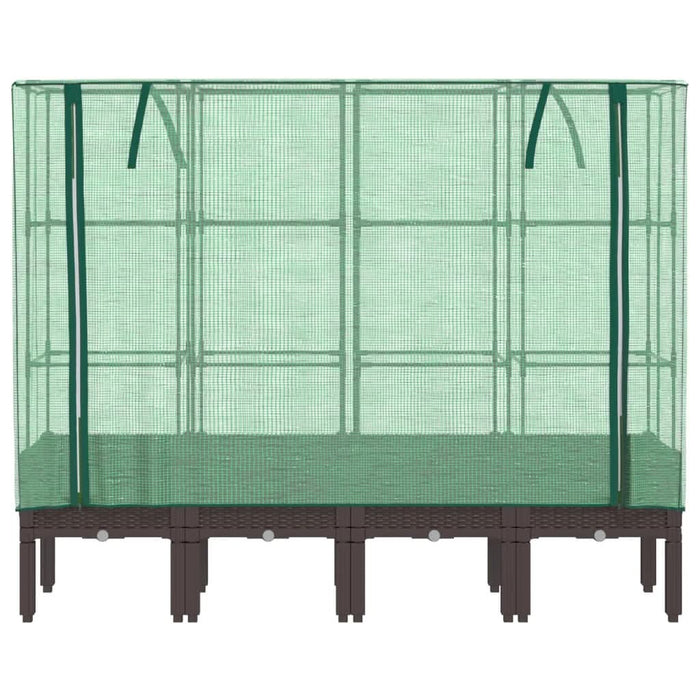 Strat înălțat cu husă de seră, aspect ratan, 160x40x140 cm - WALTI WALTI