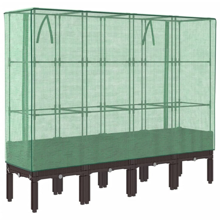 Strat înălțat cu husă de seră, aspect ratan, 160x40x140 cm - WALTI WALTI