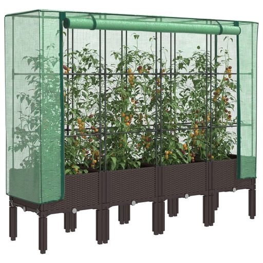 Strat înălțat cu husă de seră, aspect ratan, 160x40x140 cm - WALTI WALTI
