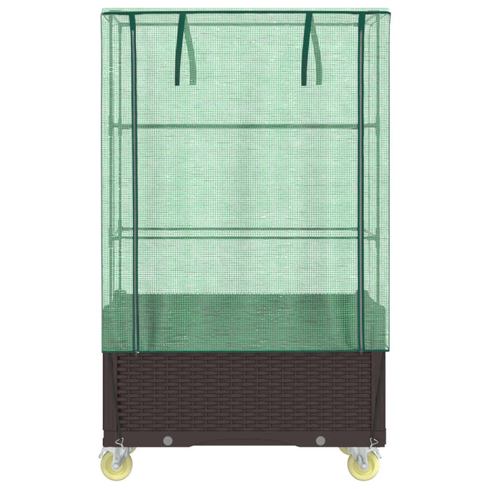 Strat înălțat cu husă și roți, aspect ratan, 80x50x182 cm - WALTI WALTI