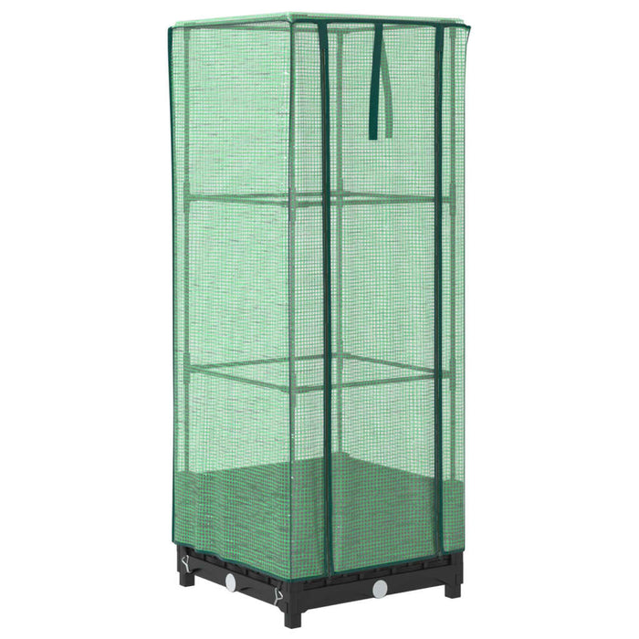 Strat înălțat cu husă de seră, aspect ratan, 40x40x123 cm - WALTI WALTI