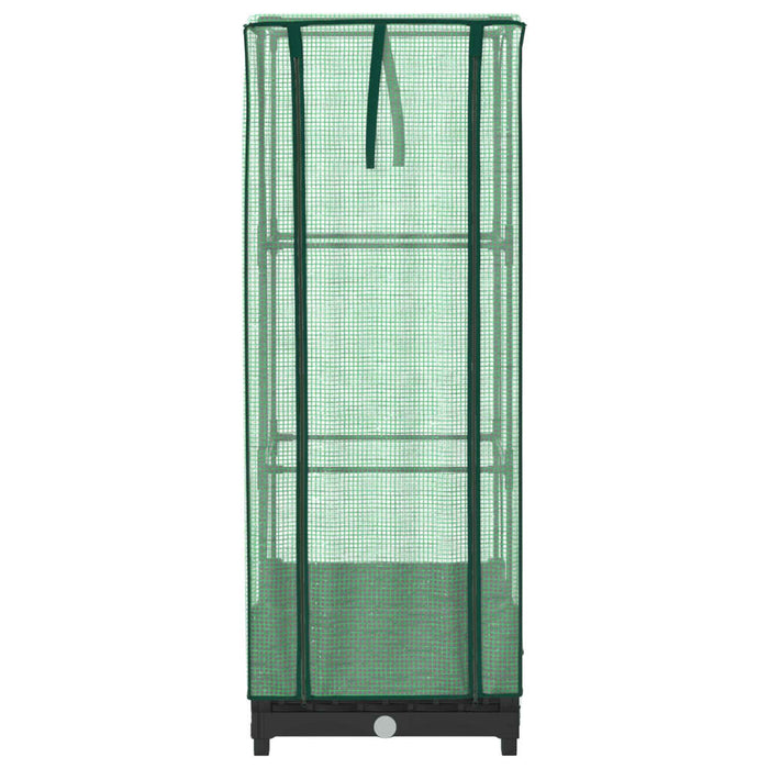 Strat înălțat cu husă de seră, aspect ratan, 40x40x123 cm - WALTI WALTI