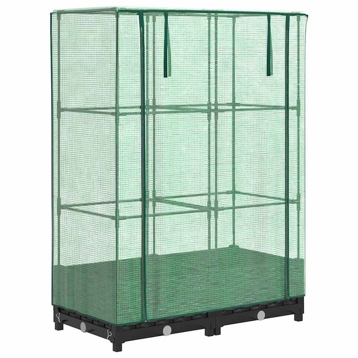 Strat înălțat cu husă de seră, aspect ratan, 80x40x123 cm - WALTI WALTI