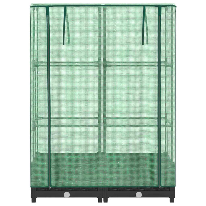 Strat înălțat cu husă de seră, aspect ratan, 80x40x123 cm - WALTI WALTI