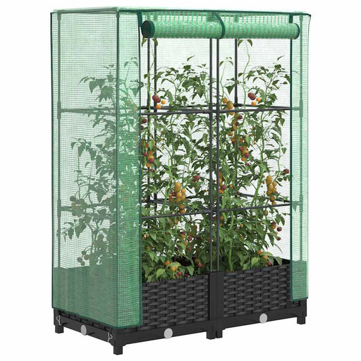 Strat înălțat cu husă de seră, aspect ratan, 80x40x123 cm - WALTI WALTI