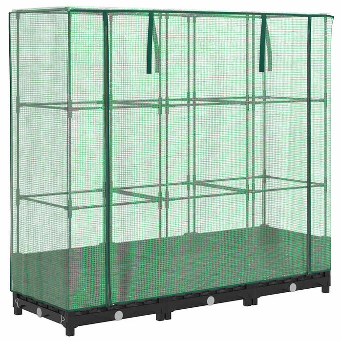 Pat de flori înălțat cu prelată de seră, aspect ratan, 120x40x123 cm WALTI