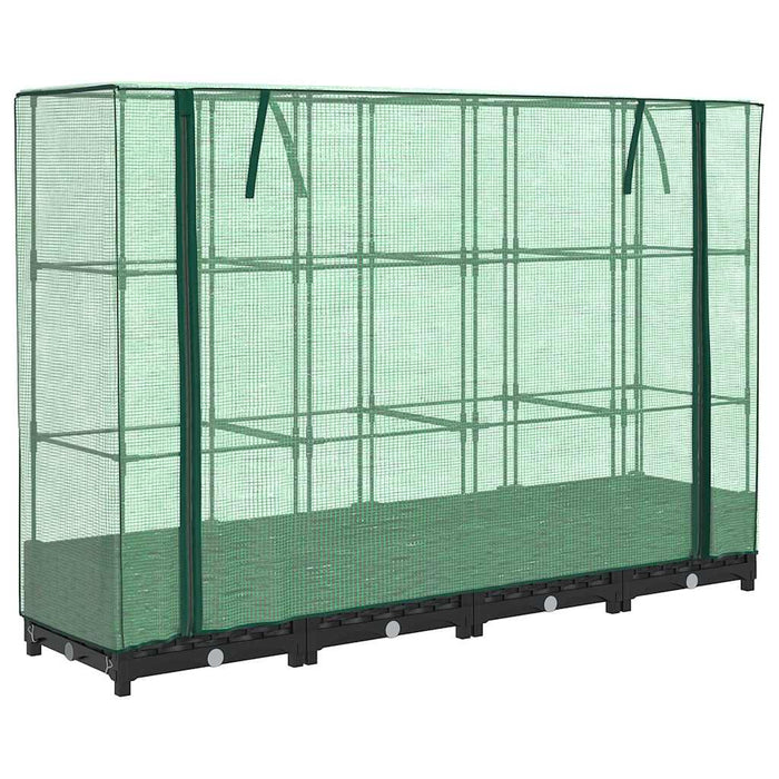 Pat de flori înălțat cu prelată de seră, aspect ratan, 160x40x123 cm WALTI