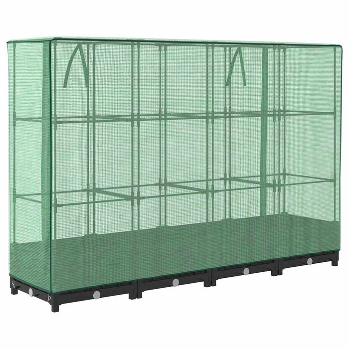 Pat de flori înălțat cu prelată de seră, aspect ratan, 160x40x123 cm WALTI
